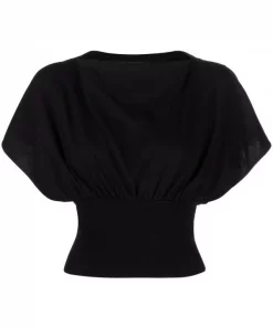 ( Nouvelle Collection ) Rick Owens Haut Tommy Crop à Fronces 09 BLACK