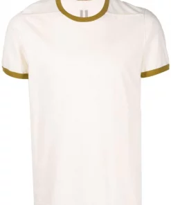( Nouvelle Collection ) Rick Owens 2172 NATURAL/SULPHATE T-shirt à Bords Contrastants Homme