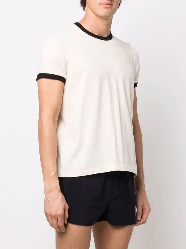 ( Nouvelle Collection ) Rick Owens T-shirt à Bords Contrastants 2109 NATURAL/BLACK 5 ( Nouvelle Collection ) Rick Owens T-shirt à Bords Contrastants 2109 NATURAL/BLACK – Image 3