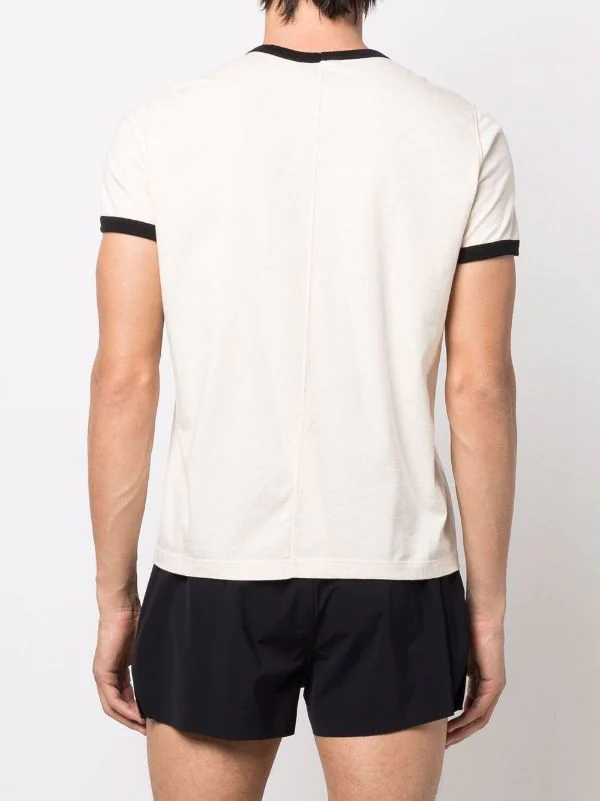 ( Nouvelle Collection ) Rick Owens T-shirt à Bords Contrastants 2109 NATURAL/BLACK 6 ( Nouvelle Collection ) Rick Owens T-shirt à Bords Contrastants 2109 NATURAL/BLACK – Image 4