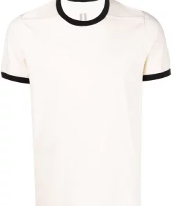 ( Nouvelle Collection ) Rick Owens T-shirt à Bords Contrastants 2109 NATURAL/BLACK