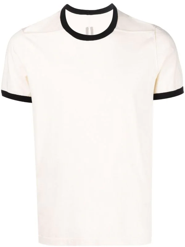 ( Nouvelle Collection ) Rick Owens T-shirt à Bords Contrastants 2109 NATURAL/BLACK 3 ( Nouvelle Collection ) Rick Owens T-shirt à Bords Contrastants 2109 NATURAL/BLACK