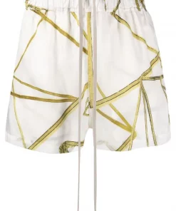 ( Nouvelle Collection ) Rick Owens 1172 MILK/SULPHATE Short Fog à Imprimé Abstrait Femme