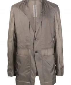 ( Nouvelle Collection ) Rick Owens 34 DUST Veste Lido à Simple Boutonnage Homme
