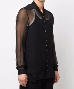 ( Nouvelle Collection ) Rick Owens Chemise En Soie à Effet De Transparence 09 BLACK -Rick Owens Soldes 17707298 37745026 600