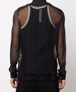 ( Nouvelle Collection ) Rick Owens Chemise En Soie à Effet De Transparence 09 BLACK -Rick Owens Soldes 17707298 37745134 600