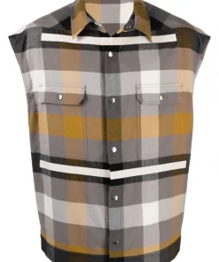 Rick Owens Chemise Sans Manches à Carreaux 34P DUST PLAID