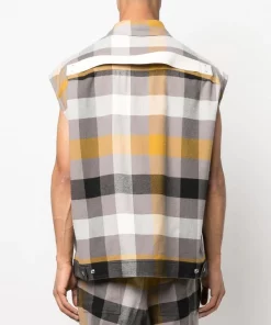 Rick Owens Chemise Sans Manches à Carreaux 34P DUST PLAID -Rick Owens Soldes 17707362 38422928 600