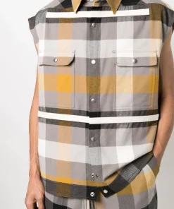 Rick Owens Chemise Sans Manches à Carreaux 34P DUST PLAID -Rick Owens Soldes 17707362 38422929 600