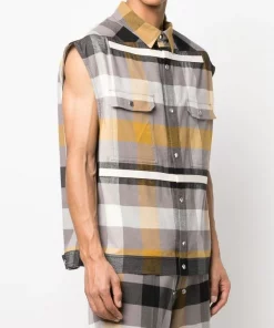 Rick Owens Chemise Sans Manches à Carreaux 34P DUST PLAID -Rick Owens Soldes 17707362 38425739 600
