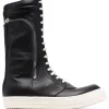 Rick Owens Baskets Montantes Cargo Basket En Cuir 91 BLACK/MILK -Rick Owens Soldes 17707364 37376870 600