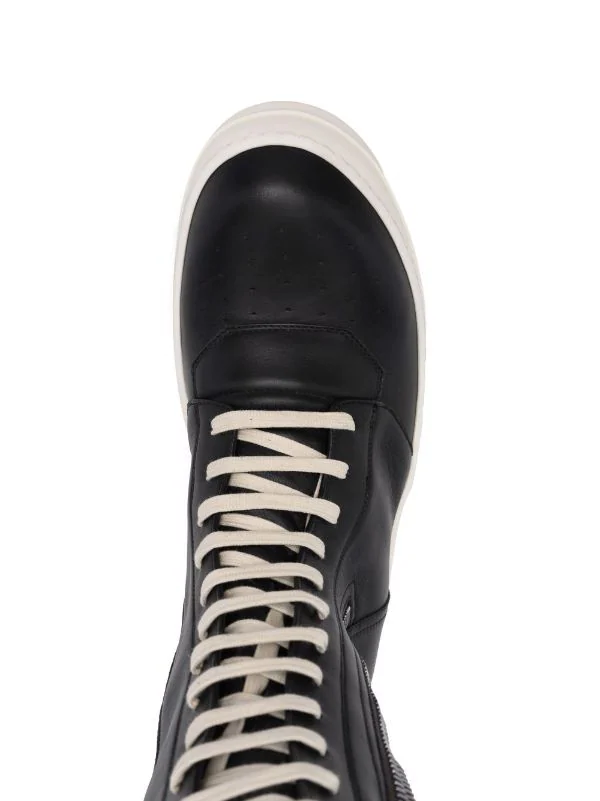 Rick Owens Baskets Montantes Cargo Basket En Cuir 91 BLACK/MILK 6 Rick Owens Baskets Montantes Cargo Basket En Cuir 91 BLACK/MILK – Image 4