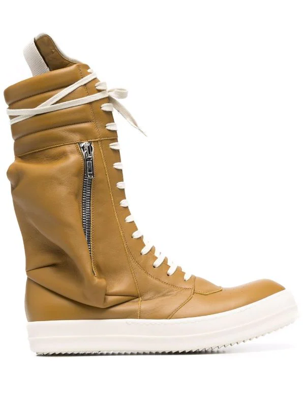 ( Nouvelle Collection ) Rick Owens Bottes Lacées à Détails De Zips 721 SULPHATE/MILK 3 ( Nouvelle Collection ) Rick Owens Bottes Lacées à Détails De Zips 721 SULPHATE/MILK