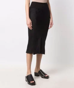 ( Nouvelle Collection ) Rick Owens Jupe Mi-longue Bias à Taille Nervurée Femme -Rick Owens Soldes 17708081 37742376 600