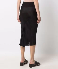 ( Nouvelle Collection ) Rick Owens Jupe Mi-longue Bias à Taille Nervurée Femme -Rick Owens Soldes 17708081 37744715 600