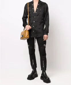 ( Nouvelle Collection ) Rick Owens Chemise Larry à Boutons Pressions Homme -Rick Owens Soldes 17708083 38447096 600