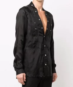 ( Nouvelle Collection ) Rick Owens Chemise Larry à Boutons Pressions Homme -Rick Owens Soldes 17708083 38447104 600