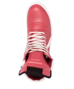 ( Nouvelle Collection ) Rick Owens 73111 CARNELIAN/MILK/MILK Baskets Montantes Geobasket En Cuir Homme -Rick Owens Soldes 17708118 37377805 600