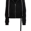 ( Nouvelle Collection ) Rick Owens 09 BLACK Veste à Capuche à Lien De Resserrage Femme