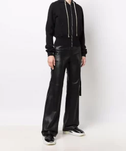 ( Nouvelle Collection ) Rick Owens 09 BLACK Veste à Capuche à Lien De Resserrage Femme -Rick Owens Soldes 17708307 38409270 600