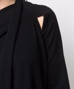( Nouvelle Collection ) Rick Owens 09 BLACK Cardigan Drapé à Découpes Femme -Rick Owens Soldes 17708990 37743930 600