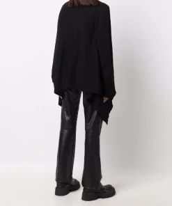 ( Nouvelle Collection ) Rick Owens 09 BLACK Cardigan Drapé à Découpes Femme -Rick Owens Soldes 17708990 37743931 600