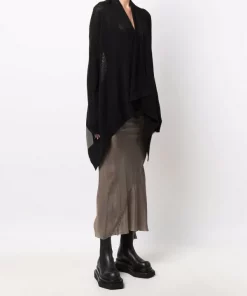 Rick Owens 093421 BLACK/DUST/NATURAL Cardigan En Maille Bicolore Femme -Rick Owens Soldes 17709720 38411388 600