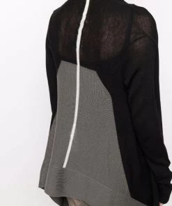 Rick Owens 093421 BLACK/DUST/NATURAL Cardigan En Maille Bicolore Femme -Rick Owens Soldes 17709720 38413057 600