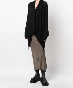 Rick Owens 093421 BLACK/DUST/NATURAL Cardigan En Maille Bicolore Femme -Rick Owens Soldes 17709720 39070601 600