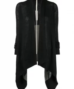 Rick Owens 093421 BLACK/DUST/NATURAL Cardigan En Maille Bicolore Femme