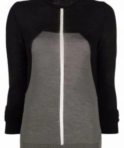 ( Nouvelle Collection ) Rick Owens 093421 BLACK/DUST/NATURAL Pull à Design Bicolore Femme