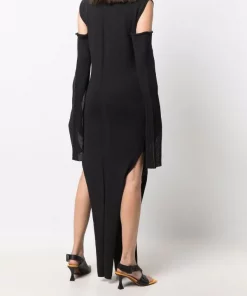 ( Nouvelle Collection ) Rick Owens Robe Longue à Manches Fendues 09 BLACK -Rick Owens Soldes 17709724 37745581 600