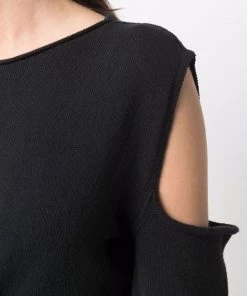 ( Nouvelle Collection ) Rick Owens Robe Longue à Manches Fendues 09 BLACK -Rick Owens Soldes 17709724 37746206 600