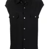 ( Nouvelle Collection ) Rick Owens 09 BLACK Surchemise à Design Sans Manches Femme