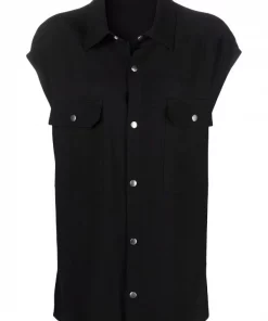 ( Nouvelle Collection ) Rick Owens 09 BLACK Surchemise Ă Design Sans Manches Femme