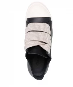 ( Nouvelle Collection ) Rick Owens 9111 BLACK/MILK/MILK Baskets à Lacets Oversize Femme -Rick Owens Soldes 17709760 37375743 600