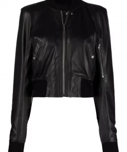 ( Nouvelle Collection ) Rick Owens Veste Bomber Flight En Cuir Femme