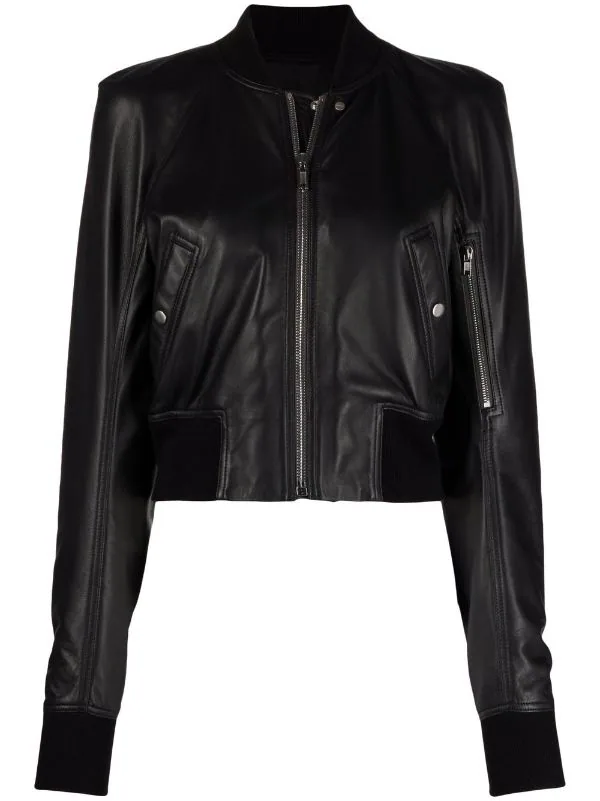 ( Nouvelle Collection ) Rick Owens Veste Bomber Flight En Cuir Femme 3 ( Nouvelle Collection ) Rick Owens Veste Bomber Flight En Cuir Femme