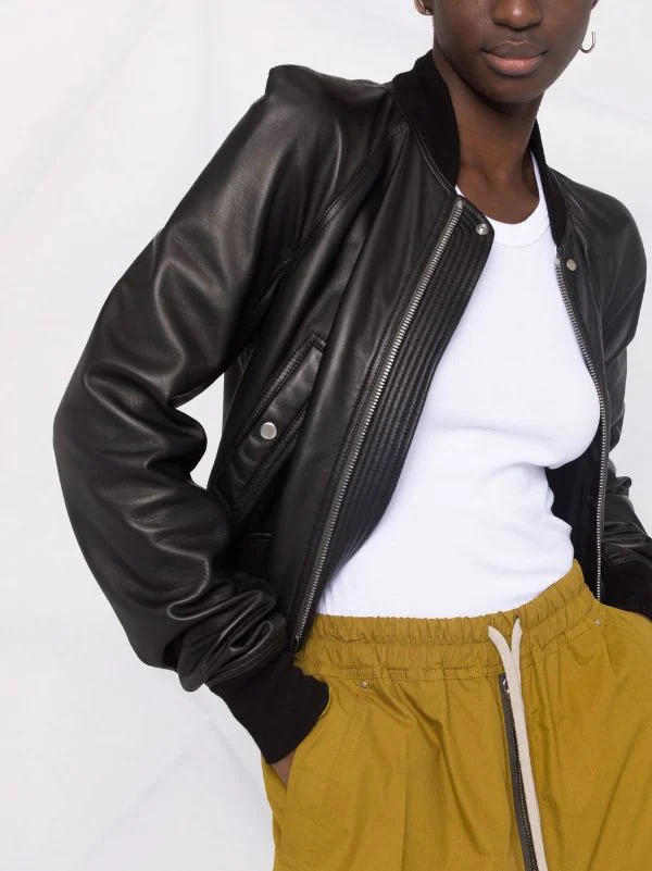 ( Nouvelle Collection ) Rick Owens Veste Bomber Flight En Cuir Femme 7 ( Nouvelle Collection ) Rick Owens Veste Bomber Flight En Cuir Femme – Image 5