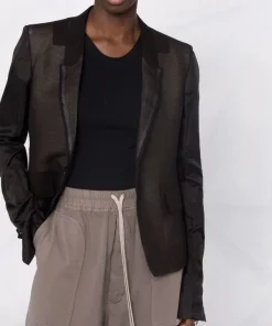 ( Nouvelle Collection ) Rick Owens Blazer à Empiècements Contrastants 09 BLACK -Rick Owens Soldes 17710217 37393327 600