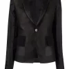 ( Nouvelle Collection ) Rick Owens Blazer à Empiècements Contrastants 09 BLACK -Rick Owens Soldes 17710217 37470828 600