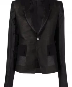 ( Nouvelle Collection ) Rick Owens Blazer à Empiècements Contrastants 09 BLACK