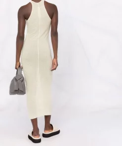 ( Nouvelle Collection ) Rick Owens 32 VANILLA Robe-débardeur En Maille Nervurée Femme -Rick Owens Soldes 17711013 37391552 600
