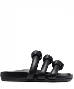 ( Nouvelle Collection ) Rick Owens Claquettes Granola à Détail Noué 09 BLACK