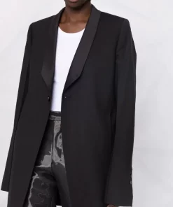 ( Nouvelle Collection ) Rick Owens Blazer à Simple Boutonnage 09 BLACK -Rick Owens Soldes 17711030 37427639 600