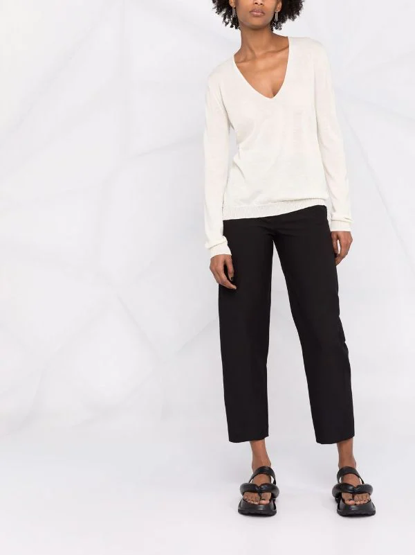 ( Nouvelle Collection ) Rick Owens 21 NATURAL Pull En Maille Fine à Col V Femme 4 ( Nouvelle Collection ) Rick Owens 21 NATURAL Pull En Maille Fine à Col V Femme – Image 2