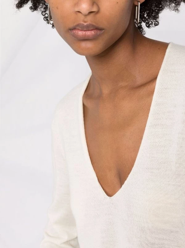 ( Nouvelle Collection ) Rick Owens 21 NATURAL Pull En Maille Fine à Col V Femme 7 ( Nouvelle Collection ) Rick Owens 21 NATURAL Pull En Maille Fine à Col V Femme – Image 5
