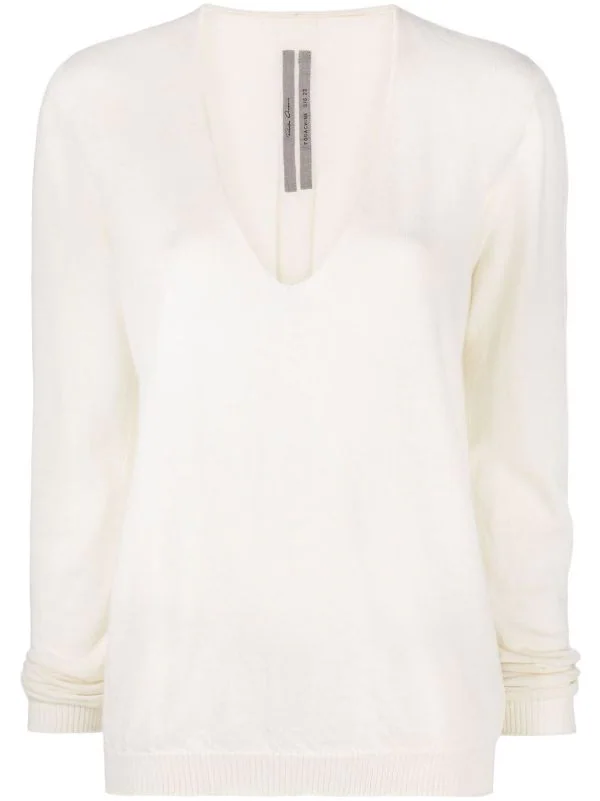 ( Nouvelle Collection ) Rick Owens 21 NATURAL Pull En Maille Fine à Col V Femme 3 ( Nouvelle Collection ) Rick Owens 21 NATURAL Pull En Maille Fine à Col V Femme