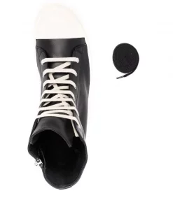( Nouvelle Collection ) Rick Owens Baskets Montantes En Cuir 9111 BLACK/MILK/MILK -Rick Owens Soldes 17737688 37269912 600