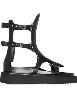 ( Nouvelle Collection ) Rick Owens 09 BLACK Sandales Cyclops Spartan à Plateforme Femme